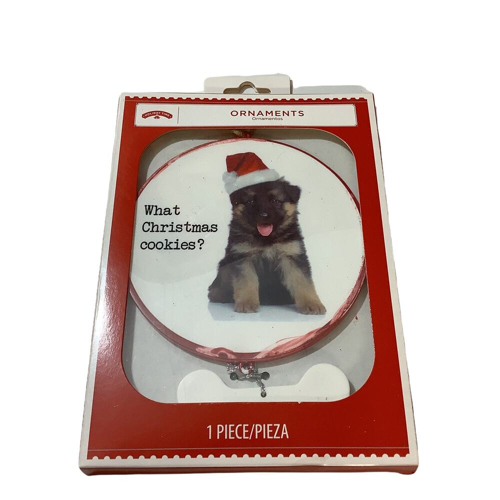 Puppy Dog Christmas Ornament “What Christmas Cookies?” Holiday Decor